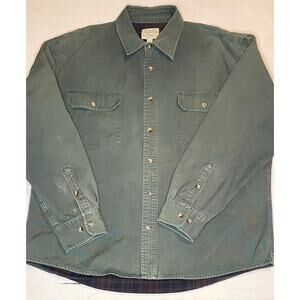 Cabela’s Legendary Quality Lined Shirt Jacket XL Green Flannel Lining Workwear